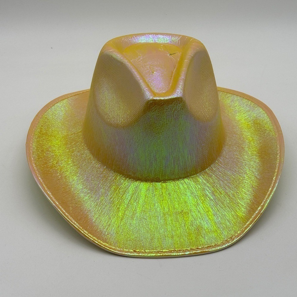 Iridescent Gold Holographic Cowboy Hat Space Disco Festival Western Party